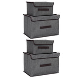 4 Pcs Non Woven Storage Box Case Dustproof Collapsible Two Large and Two Small for Household Home Grey