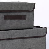 4 Pcs Non Woven Storage Box Case Dustproof Collapsible Two Large and Two Small for Household Home Grey - Low Angle