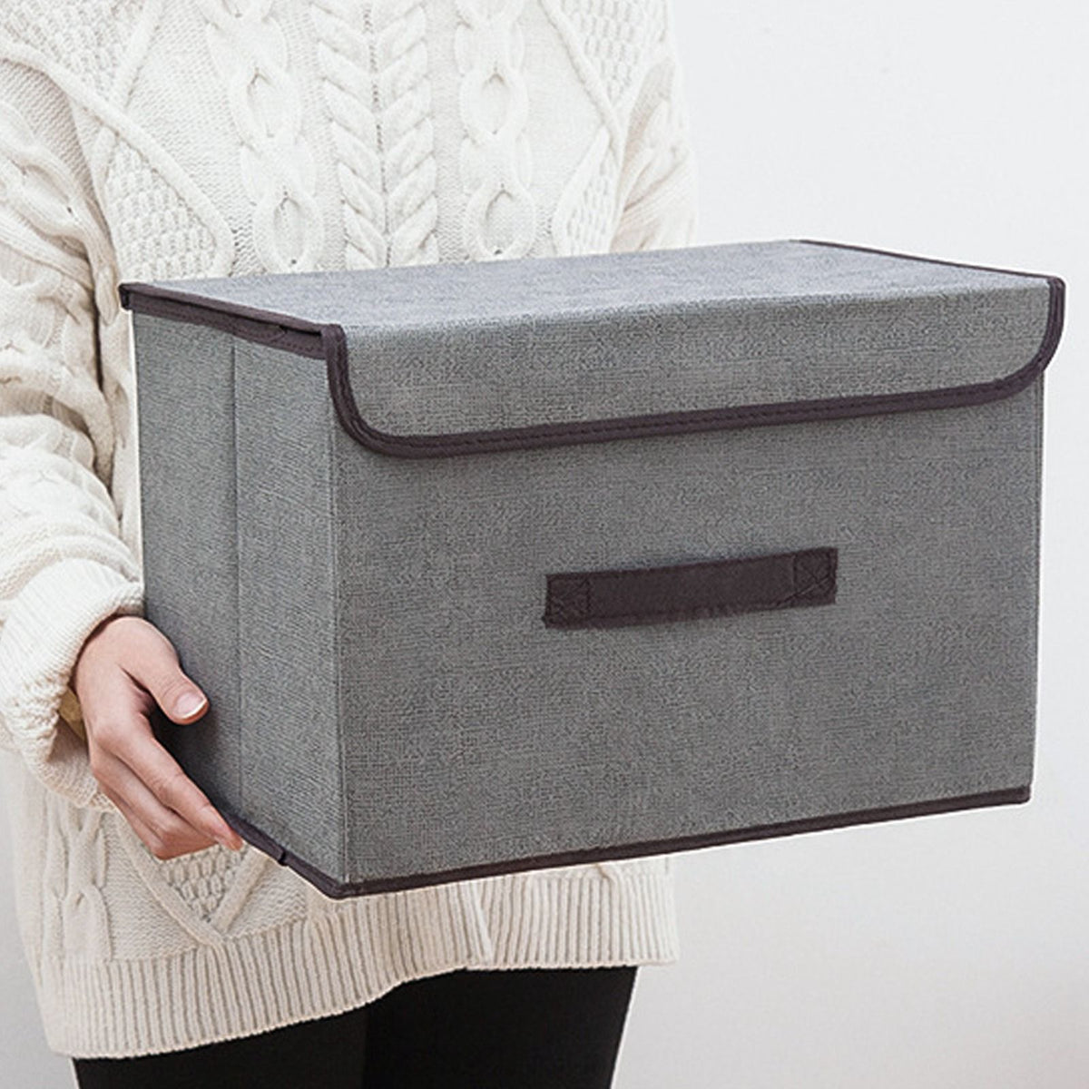 4 Pcs Non Woven Storage Box Case Dustproof Collapsible Two Large and Two Small for Household Home Grey