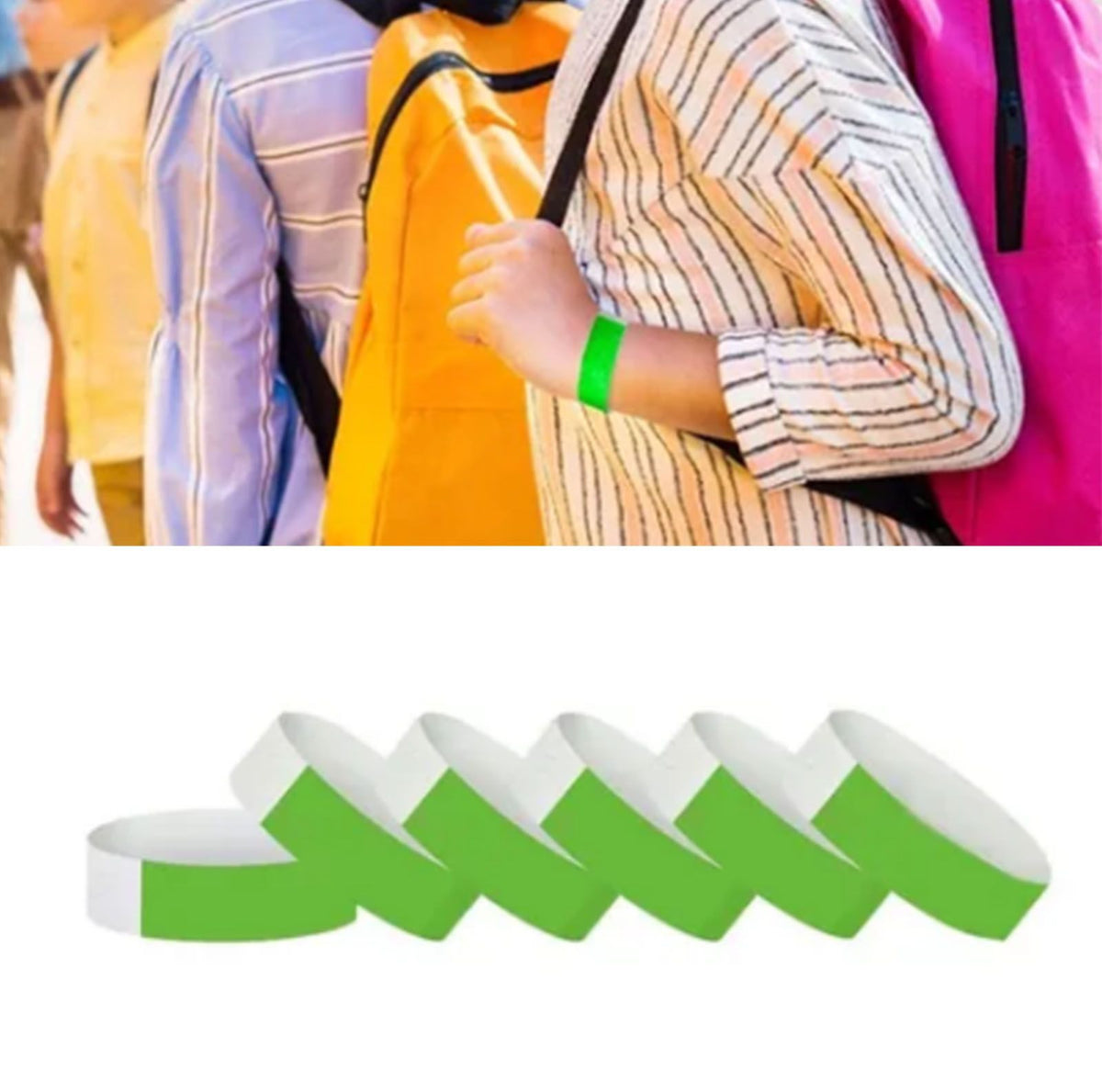 300pcs Synthetic Paper Wristbands Disposable Waterproof Paper Wrist Strap Event Wrist Bands for Amusement Park Green