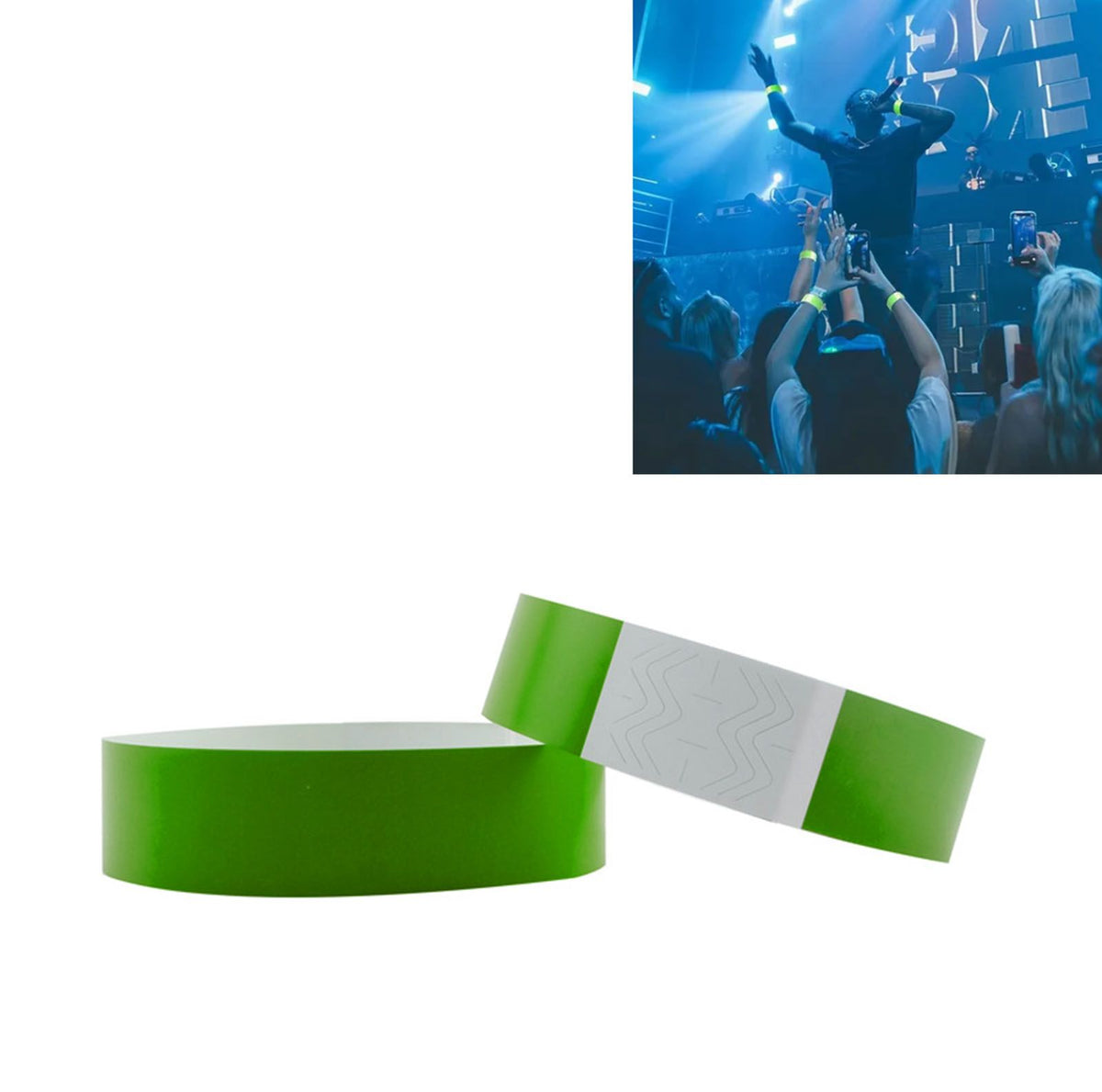 300pcs Synthetic Paper Wristbands Disposable Waterproof Paper Wrist Strap Event Wrist Bands for Amusement Park Green
