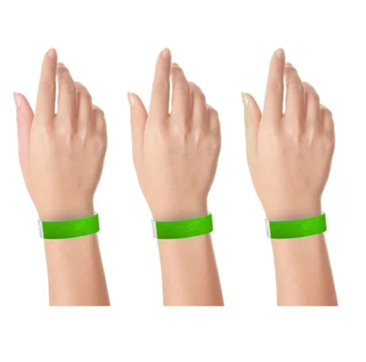 300pcs Synthetic Paper Wristbands Disposable Waterproof Paper Wrist Strap Event Wrist Bands for Amusement Park Green