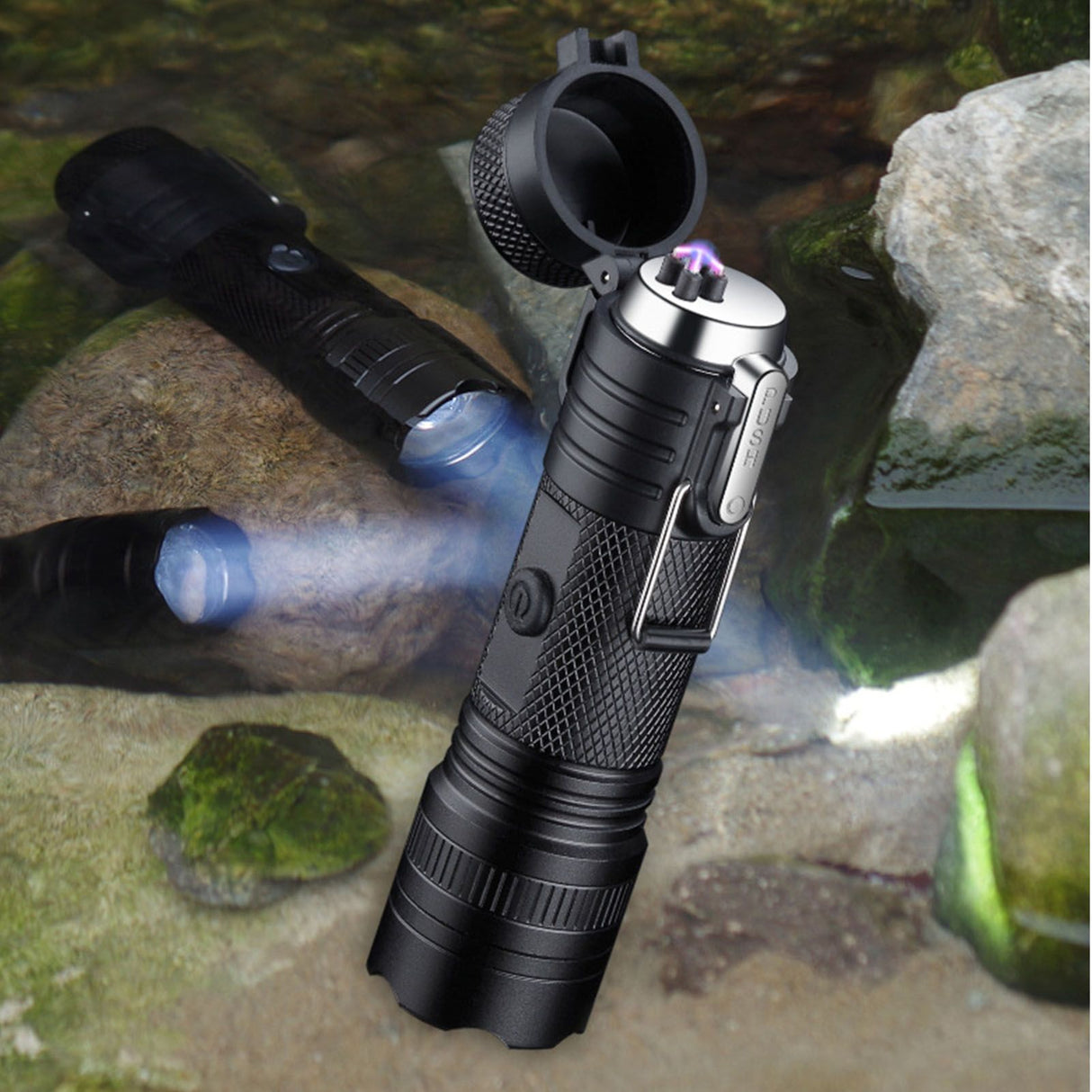 Flashlight Lighter USB Charging IP56 Waterproof High Brightness 3 Lighting Modes