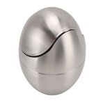 Desktop Trash Can Stainless Steel Egg Shape Mini Countertop Waste Bin with Swing Lid for Bathroom Bedroom