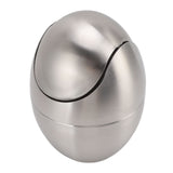 Desktop Trash Can Stainless Steel Egg Shape Mini Countertop Waste Bin with Swing Lid for Bathroom Bedroom