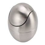Desktop Trash Can Stainless Steel Egg Shape Mini Countertop Waste Bin with Swing Lid for Bathroom Bedroom