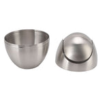 Desktop Trash Can Stainless Steel Egg Shape Mini Countertop Waste Bin with Swing Lid for Bathroom Bedroom