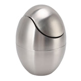 Desktop Trash Can Stainless Steel Egg Shape Mini Countertop Waste Bin with Swing Lid for Bathroom Bedroom