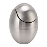 Desktop Trash Can Stainless Steel Egg Shape Mini Countertop Waste Bin with Swing Lid for Bathroom Bedroom