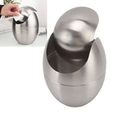Desktop Trash Can Stainless Steel Egg Shape Mini Countertop Waste Bin with Swing Lid for Bathroom Bedroom