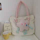 Tote Bag Nylon Large Capacity Removable Cute Star Doll Messenger Bag for PC Book Lipstick - 45-Degree Angle