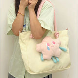 Tote Bag Nylon Large Capacity Removable Cute Star Doll Messenger Bag for PC Book Lipstick - Low Angle