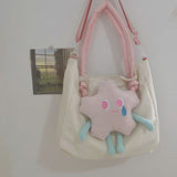 Tote Bag Nylon Large Capacity Removable Cute Star Doll Messenger Bag for PC Book Lipstick