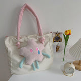 Tote Bag Nylon Large Capacity Removable Cute Star Doll Messenger Bag for PC Book Lipstick