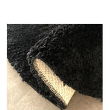 Living Room Flocked Carpet Anti Slip Sofa Table Floor Mat Dirt Resistant Bedroom Bedside Pad Black 60x60cm/23.6x23.6in - Extra Image