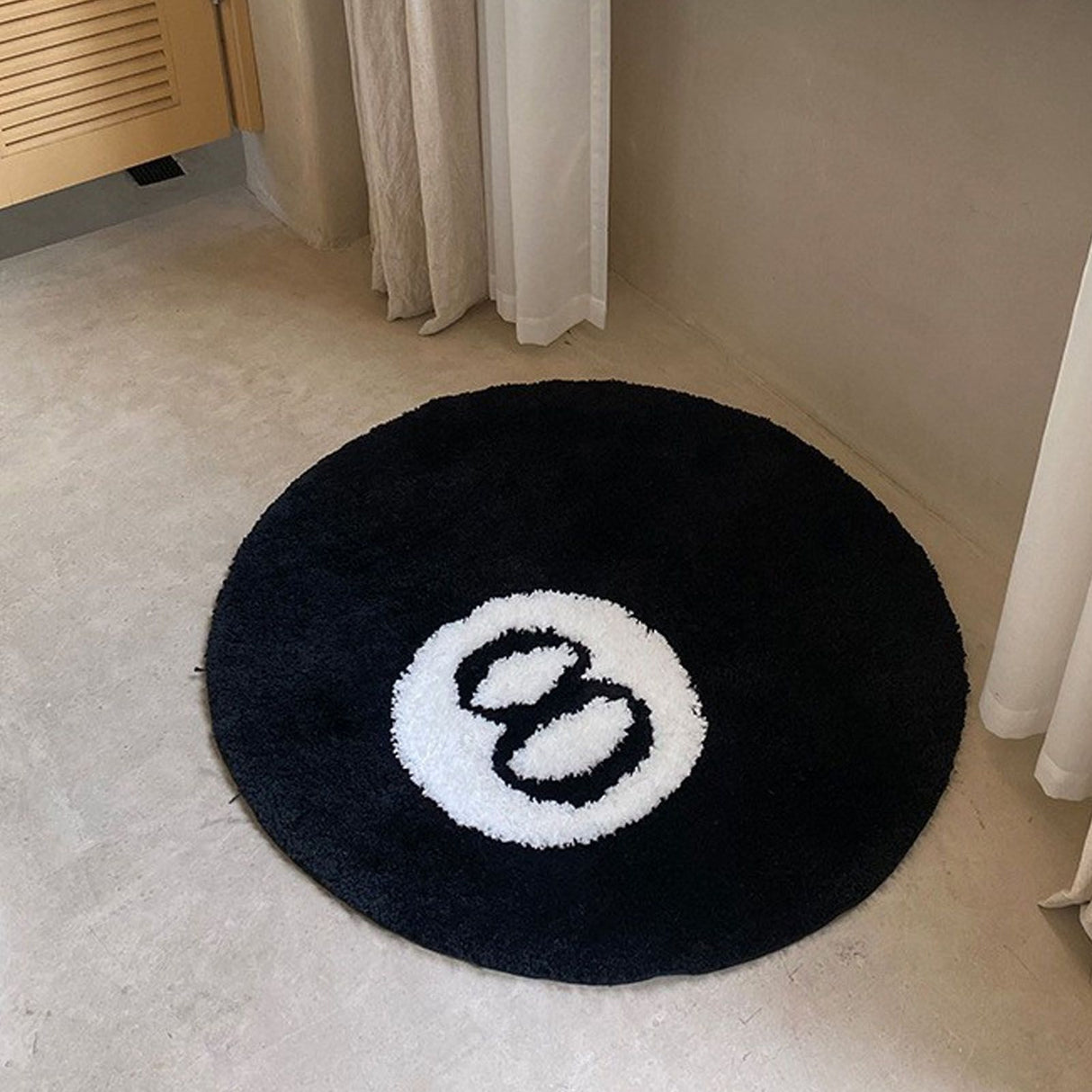Living Room Flocked Carpet Anti Slip Sofa Table Floor Mat Dirt Resistant Bedroom Bedside Pad Black 60x60cm/23.6x23.6in