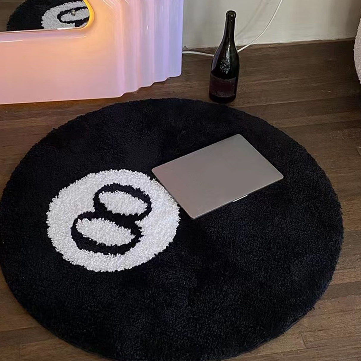 Living Room Flocked Carpet Anti Slip Sofa Table Floor Mat Dirt Resistant Bedroom Bedside Pad Black 60x60cm/23.6x23.6in