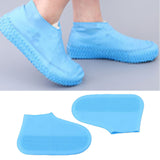 Waterproof Shoes Cover Silicone Non Slip Rain Shoe Covers Reusable Unisex Shoe Protector Overshoes for Outdoor Blue S