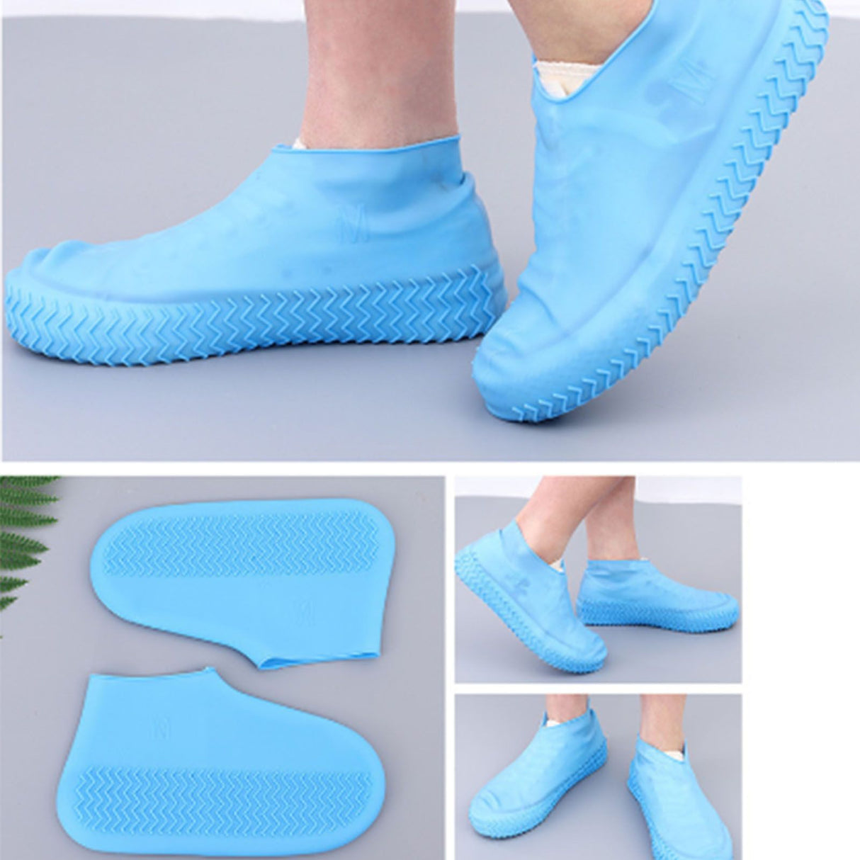 Waterproof Shoes Cover Silicone Non Slip Rain Shoe Covers Reusable Unisex Shoe Protector Overshoes for Outdoor Blue S