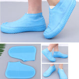 Waterproof Shoes Cover Silicone Non Slip Rain Shoe Covers Reusable Unisex Shoe Protector Overshoes for Outdoor Blue S - Extra Image