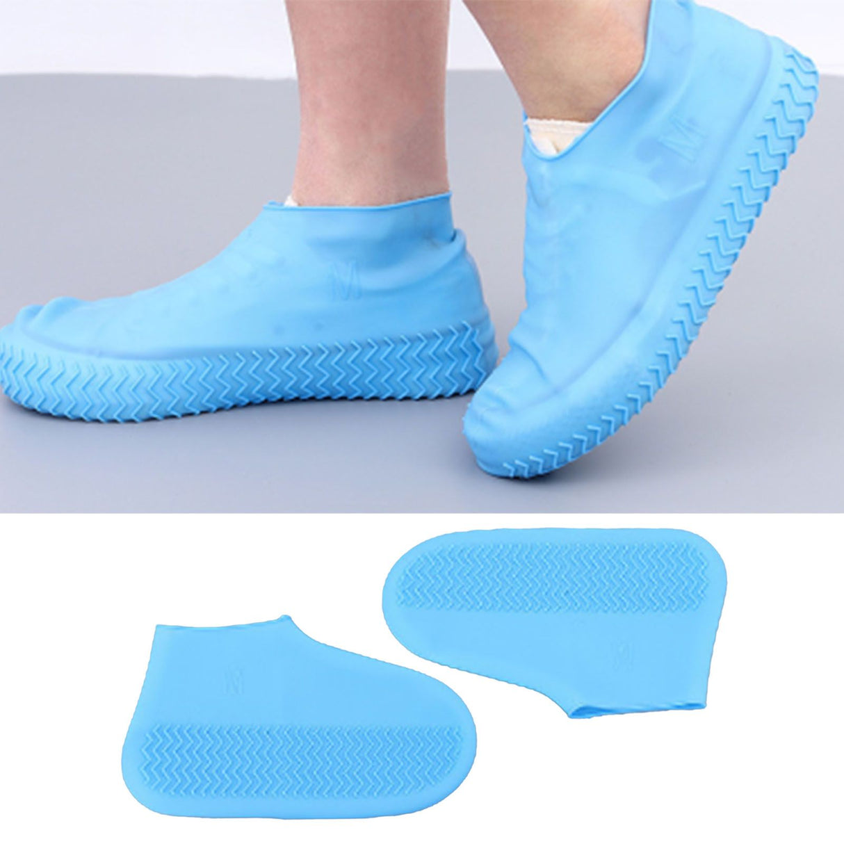 Waterproof Shoes Cover Silicone Non Slip Rain Shoe Covers Reusable Unisex Shoe Protector Overshoes for Outdoor Blue S