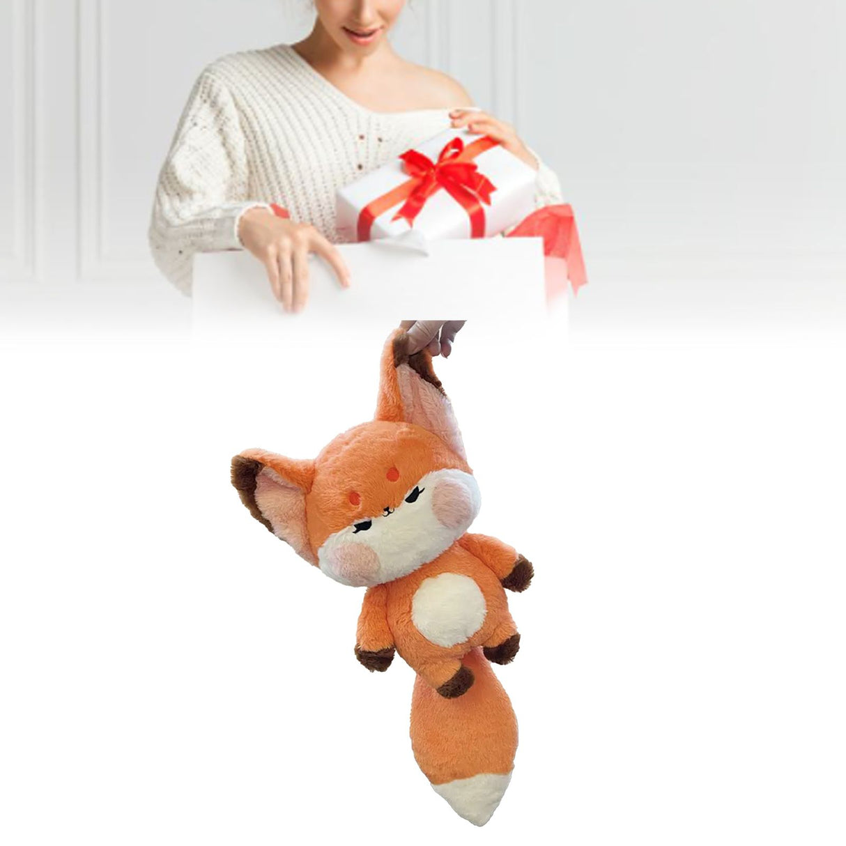 Fox Doll Cute Style Soft Plush Material Stuffed Cartoon Animal Toy for Kids Birthday Present Orange Full Length 60cm