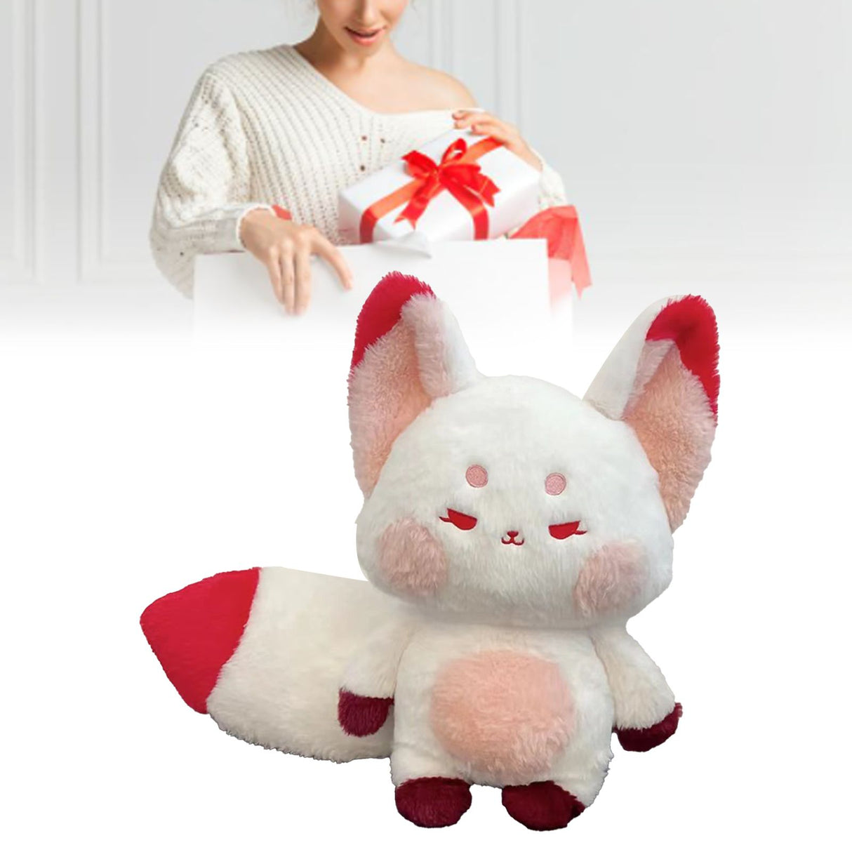 Fox Doll Cute Style Soft Plush Material Stuffed Cartoon Animal Toy for Kids Birthday Present Red Pink Full Length 60cm