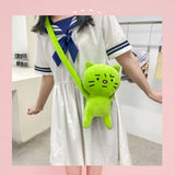 Plush Toy Shoulder Bag Cartoon Long Arm Anxiety Kitty Plush Purse Bag for Shopping Traveling - Extra Image
