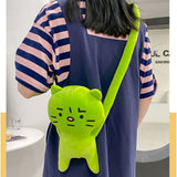Plush Toy Shoulder Bag Cartoon Long Arm Anxiety Kitty Plush Purse Bag for Shopping Traveling - Extra Image