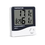 Mini Digital Thermometer Hygrometer Clock Indoor Room Temperature Humidity Gauge Meter Monitor - Front View