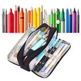 Pencil Pouch With 3 Compartments Large Capacity Double Opening Soft Canvas Dustproof Zipper Pencil Case for Students Black
