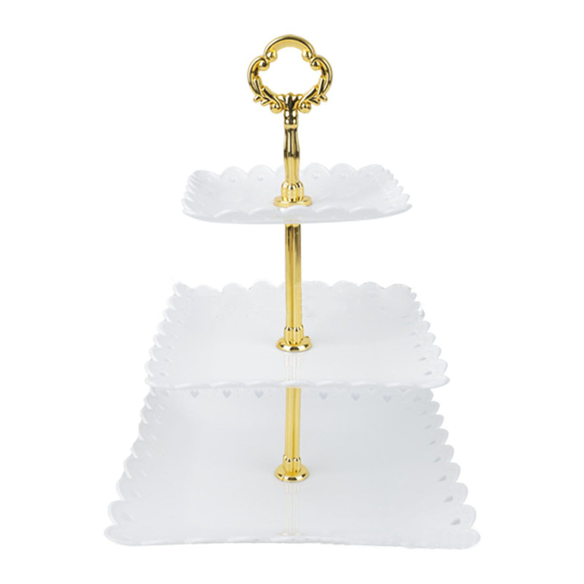 White 3 Tier Cupcake Stand Stable Plastic Decorative Square Dessert Serving Tray Rack for Weddings Parties