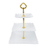White 3 Tier Cupcake Stand Stable Plastic Decorative Square Dessert Serving Tray Rack for Weddings Parties