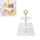 White 3 Tier Cupcake Stand Stable Plastic Decorative Square Dessert Serving Tray Rack for Weddings Parties - 45-Degree Angle