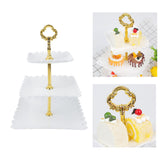 White 3 Tier Cupcake Stand Stable Plastic Decorative Square Dessert Serving Tray Rack for Weddings Parties