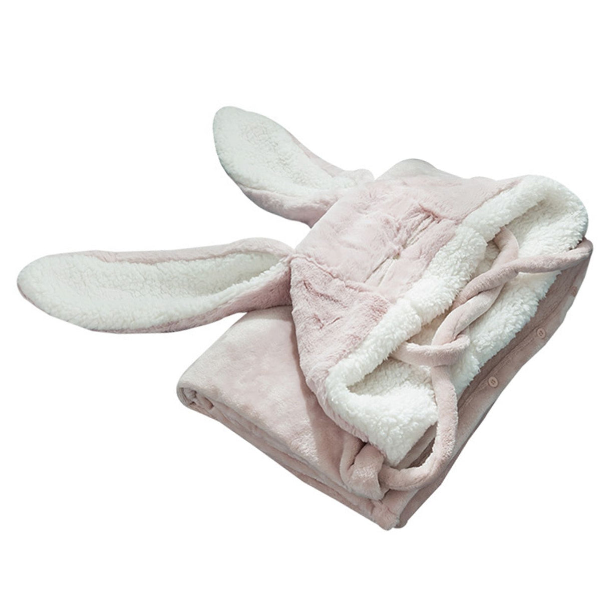 Hooded Blanket Wearable Polyester Plush Rabbit Ear Hooded Blanket Throw Soft Warm Blanket for Home Pink Large