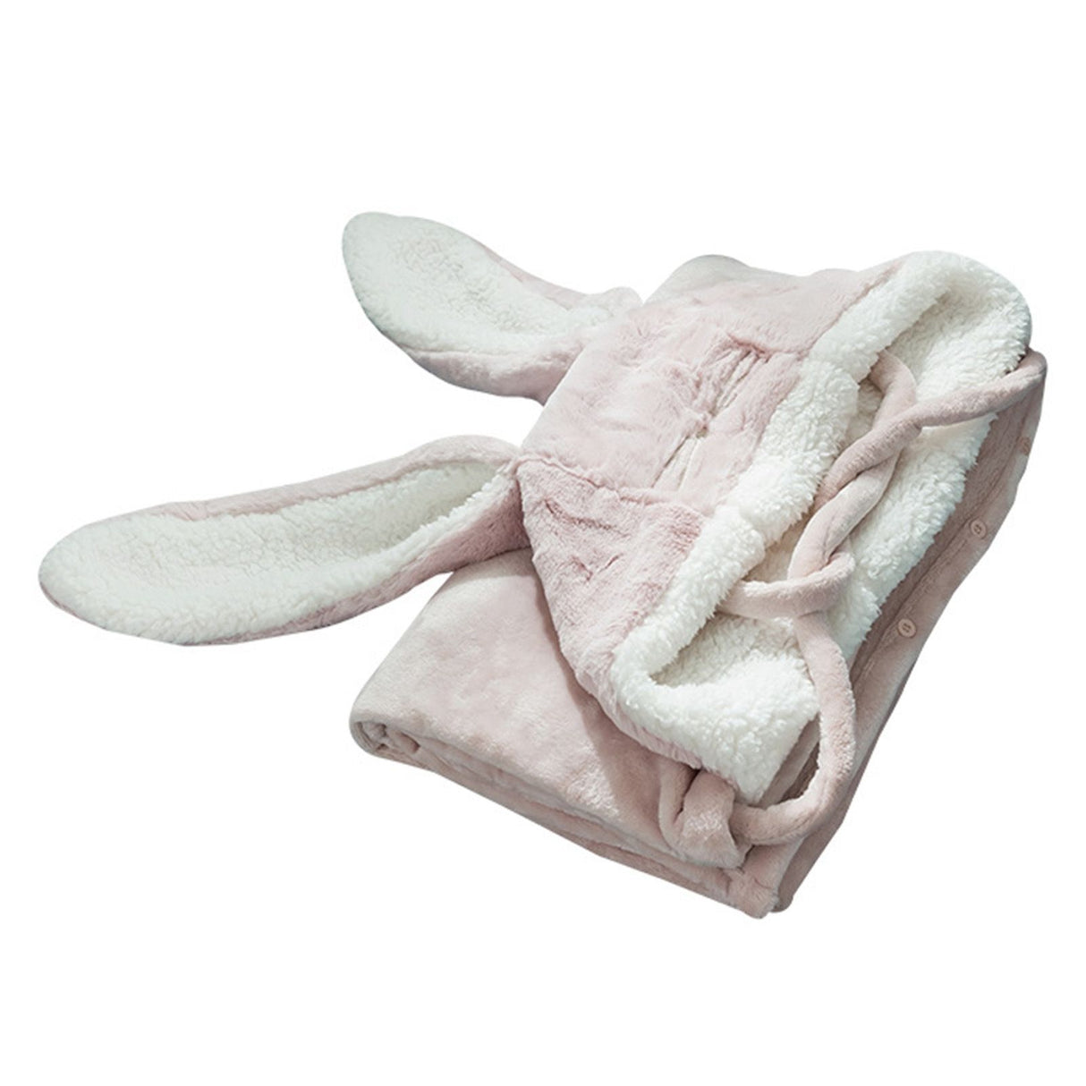 Hooded Blanket Wearable Polyester Plush Rabbit Ear Hooded Blanket Throw Soft Warm Blanket for Home Pink Large