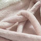 Hooded Blanket Wearable Polyester Plush Rabbit Ear Hooded Blanket Throw Soft Warm Blanket for Home Pink Large