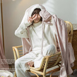 Hooded Blanket Wearable Polyester Plush Rabbit Ear Hooded Blanket Throw Soft Warm Blanket for Home Pink Large