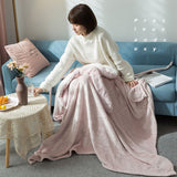 Hooded Blanket Wearable Polyester Plush Rabbit Ear Hooded Blanket Throw Soft Warm Blanket for Home Pink Large - Extra Image