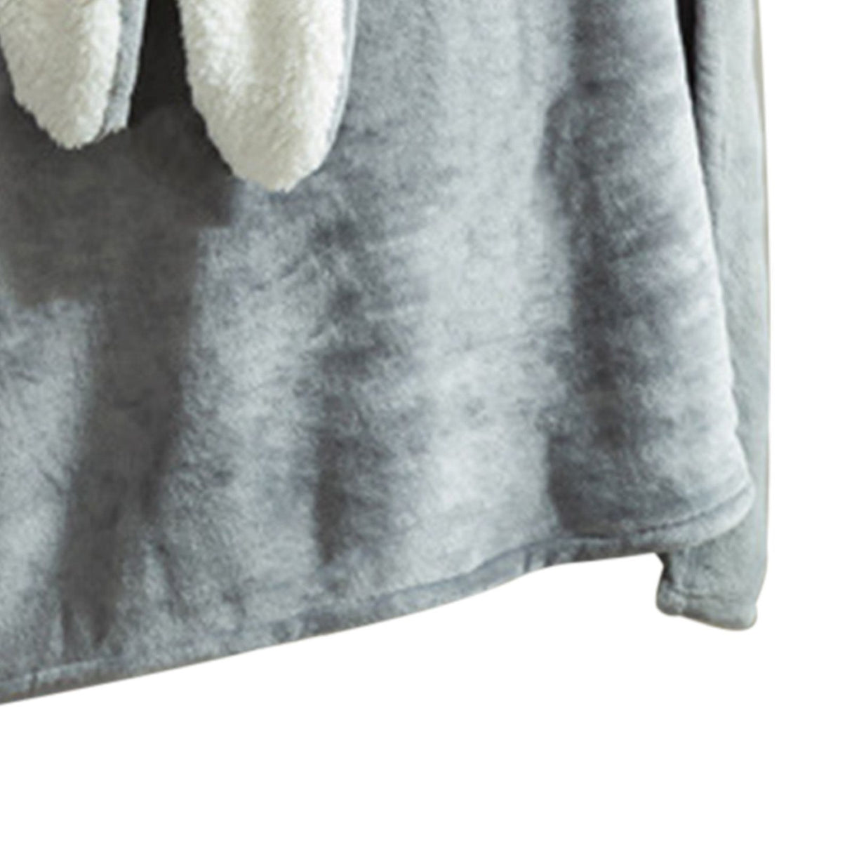 Hooded Blanket Wearable Polyester Plush Rabbit Ear Hooded Blanket Throw Soft Warm Blanket for Home Dark Gray Large