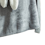 Hooded Blanket Wearable Polyester Plush Rabbit Ear Hooded Blanket Throw Soft Warm Blanket for Home Dark Gray Large - Close-Up Angle