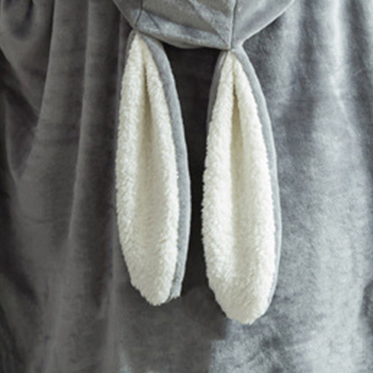 Hooded Blanket Wearable Polyester Plush Rabbit Ear Hooded Blanket Throw Soft Warm Blanket for Home Dark Gray Large