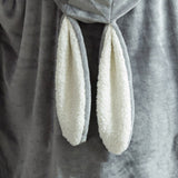 Hooded Blanket Wearable Polyester Plush Rabbit Ear Hooded Blanket Throw Soft Warm Blanket for Home Dark Gray Large