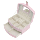 Travel Jewelry Case Portable 2 Layers PU Leather Jewelry Storage Holder Box with Clasp and Handle for Earrings Necklace Pink - 45-Degree Angle