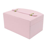 Travel Jewelry Case Portable 2 Layers PU Leather Jewelry Storage Holder Box with Clasp and Handle for Earrings Necklace Pink