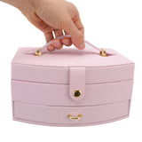Travel Jewelry Case Portable 2 Layers PU Leather Jewelry Storage Holder Box with Clasp and Handle for Earrings Necklace Pink - Extra Image