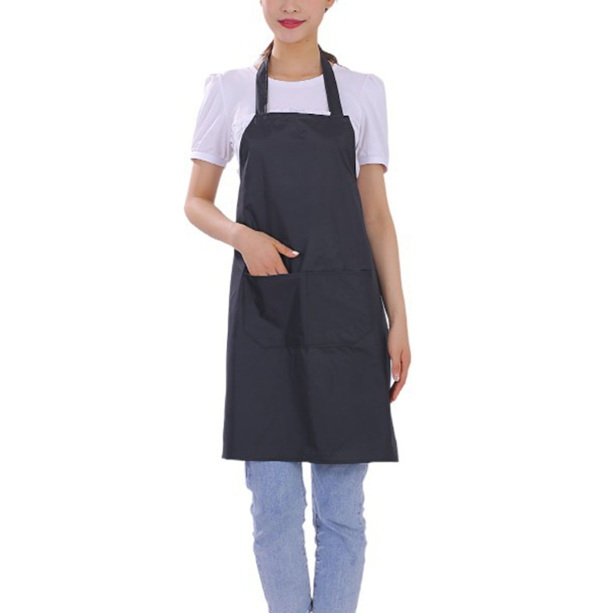 6pcs Waterproof Apron Lightweight Black Apron with Two Pockets for Mens Women for Housework Cooking