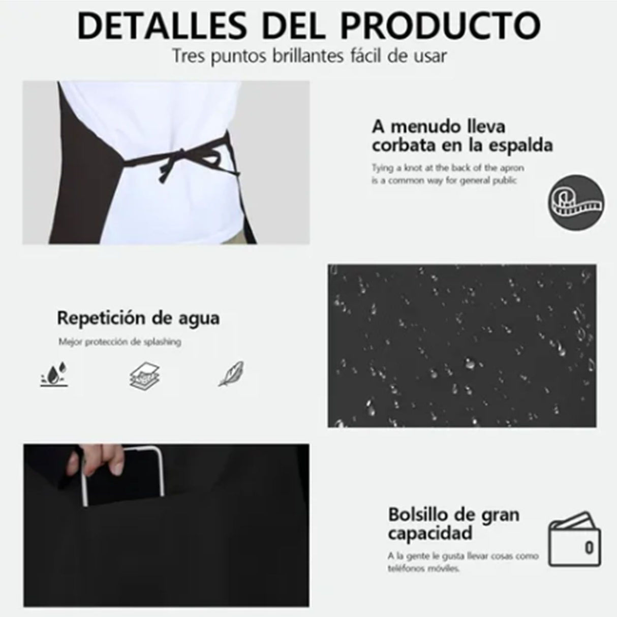 6pcs Waterproof Apron Lightweight Black Apron with Two Pockets for Mens Women for Housework Cooking