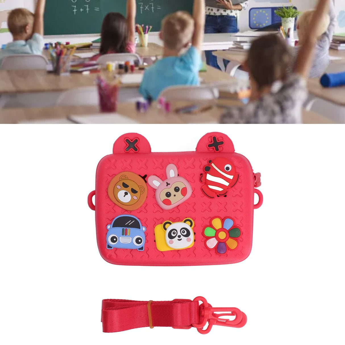 Cartoon Camera Shoulder Bags Children's Camera Protector Bag for Kids Birthday Gift Red